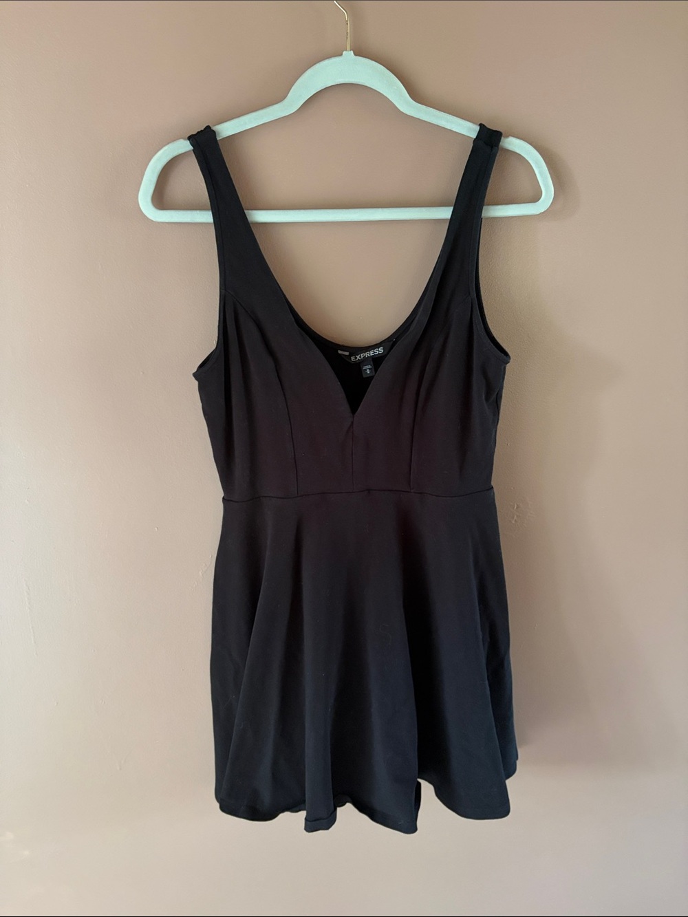 Express Black V-Neck Sleeveless Skater Dress